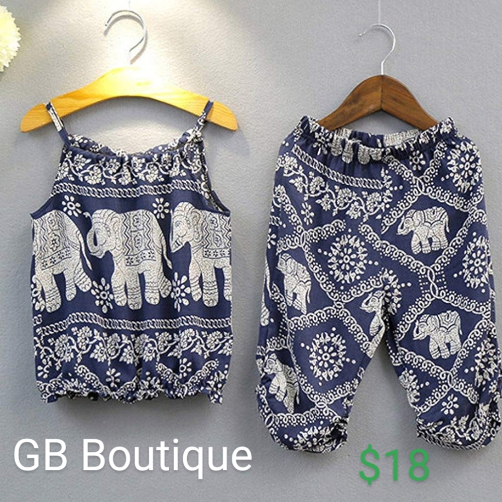 Elephant printed 2 piece romper
